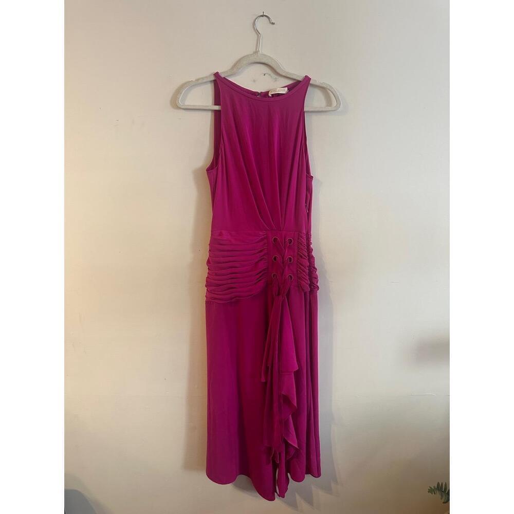Ramy Brook Pink Ruched Drape Front Y2K Style Sleeveless Dress Size 2